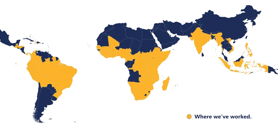 Map of countries where Catalyst has worked